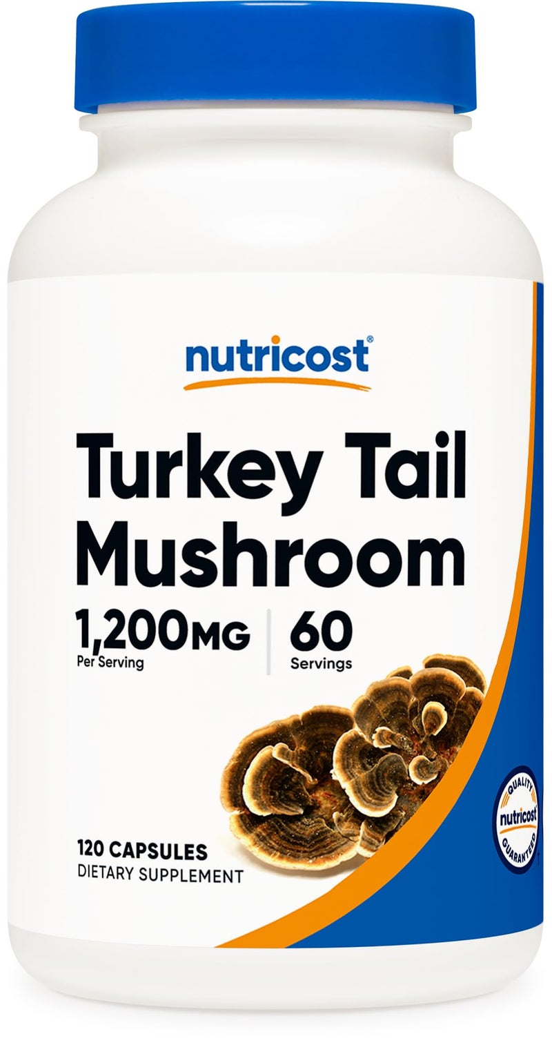 Nutricost Turkey Tail Mushroom Capsules 1200mg, 60 Servings (120 Capsules) - Gluten Free, Non-GMO, and Vegetarian Friendly - Image 1
